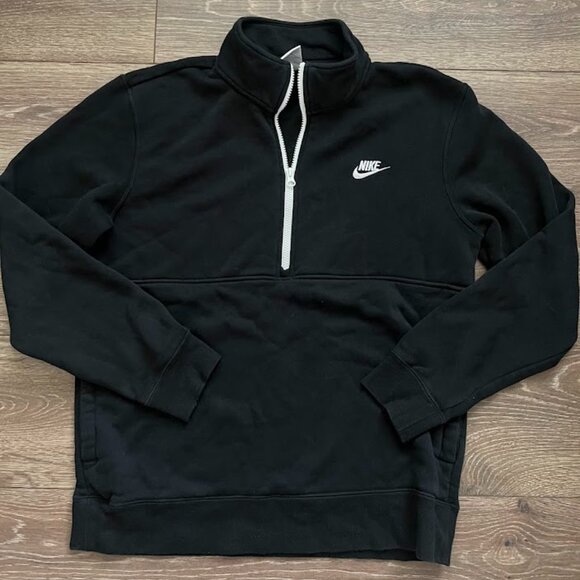 Nike Black White 1/4 Quarter Zip Long Sleeve Sweatshirt Size Medium - Picture 1 of 14